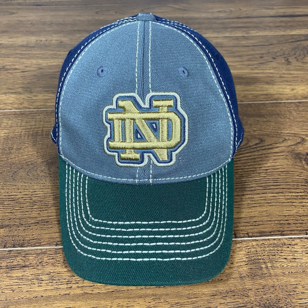 Vintage Notre Dame Fighting Irish Hat Top of the World M/L Navy Gray Green Cap